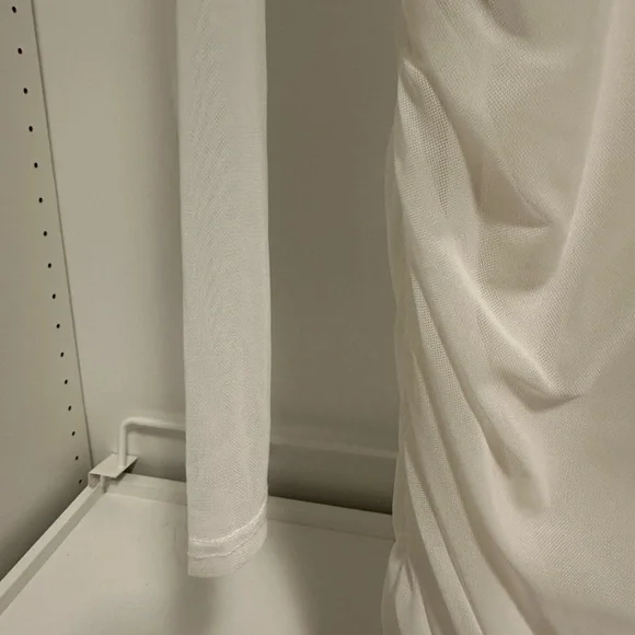 ASOS Style & Liberty Exclusive Mesh Insert Ruched Mini Body Con Dress in… - Picture 8 of 11